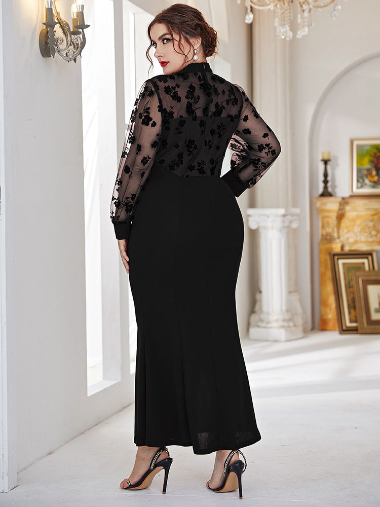 Modest Long Sleeve Maxi Dress - Large Size for Women