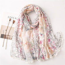 Plain Small Plaid Contrast Color Women's Silk Scarf Shawl Cotton And Linen