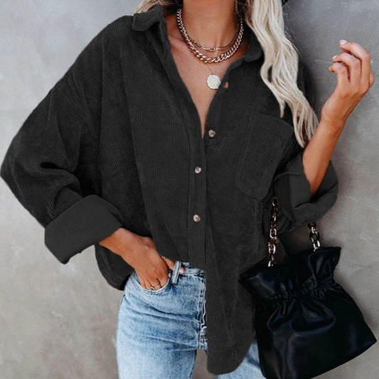 Classic Solid Color Long-Sleeve Top