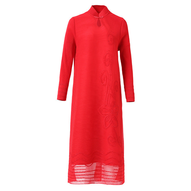 Crimson Bloom Spring Dress