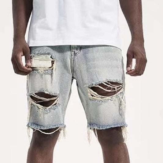 Edge Vibe Torn Denim Street Shorts