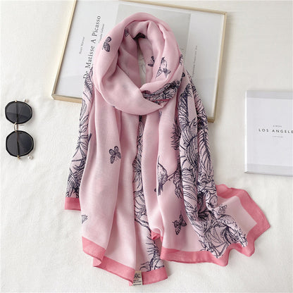 Scarf Female Autumn And Winter Travel Decoration Thin Cotton And Linen Long Shawl