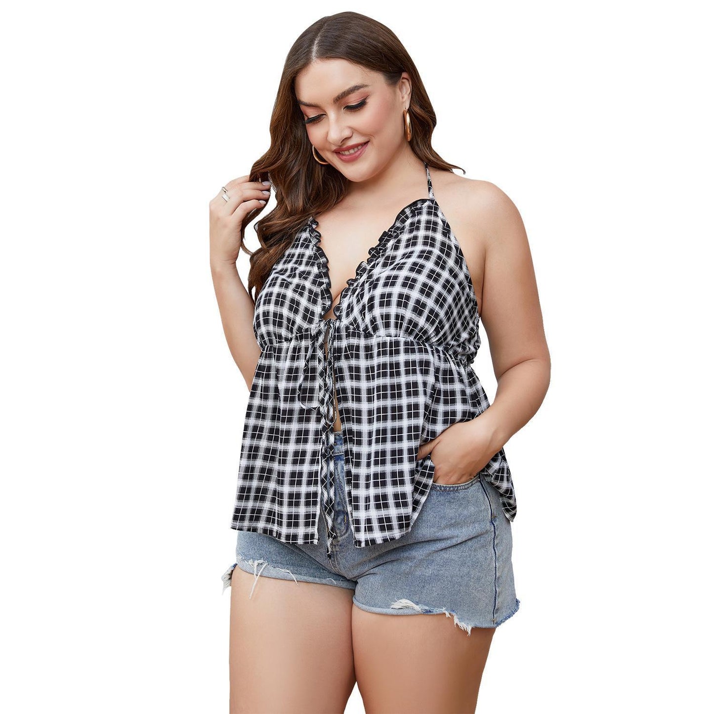 Plaid Perfection Plus Size Tube Blouse