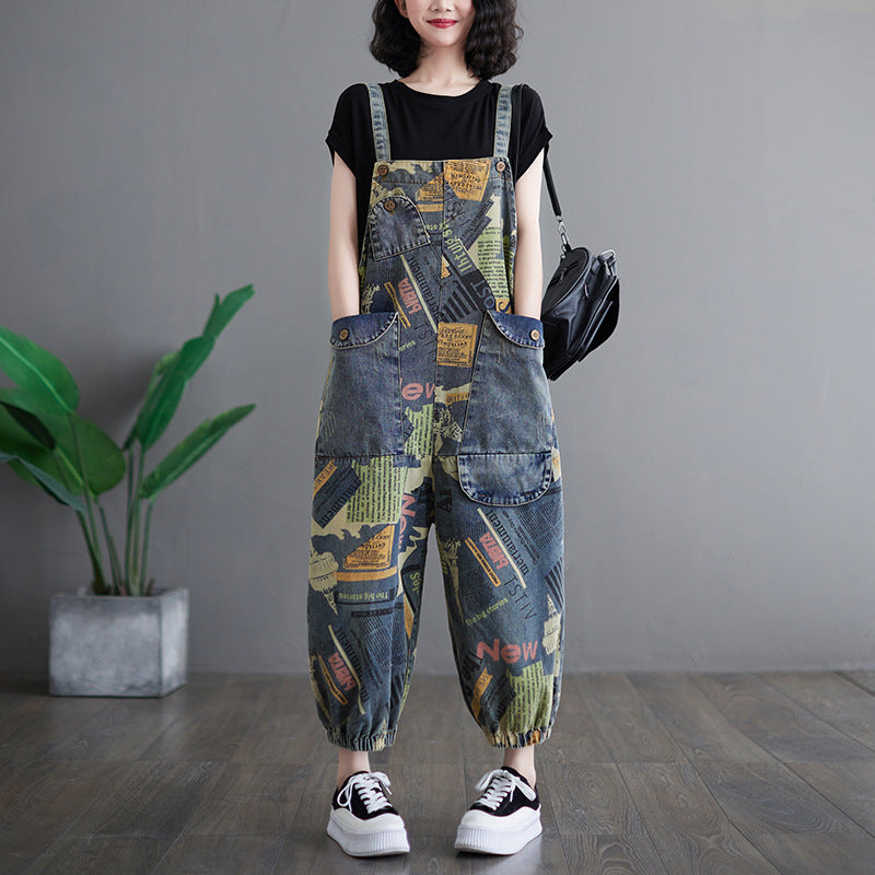 Retro Chic Oversized Denim Suspenders