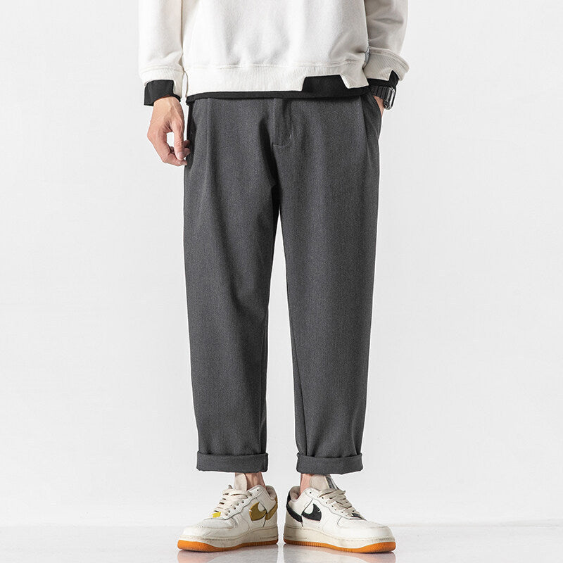 Casual Comfort Loose Cropped Cotton Pants for Men