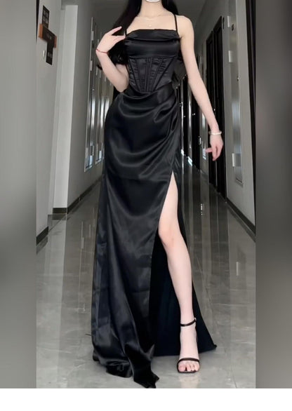 Midnight Elegance Plus Size Slit Dress