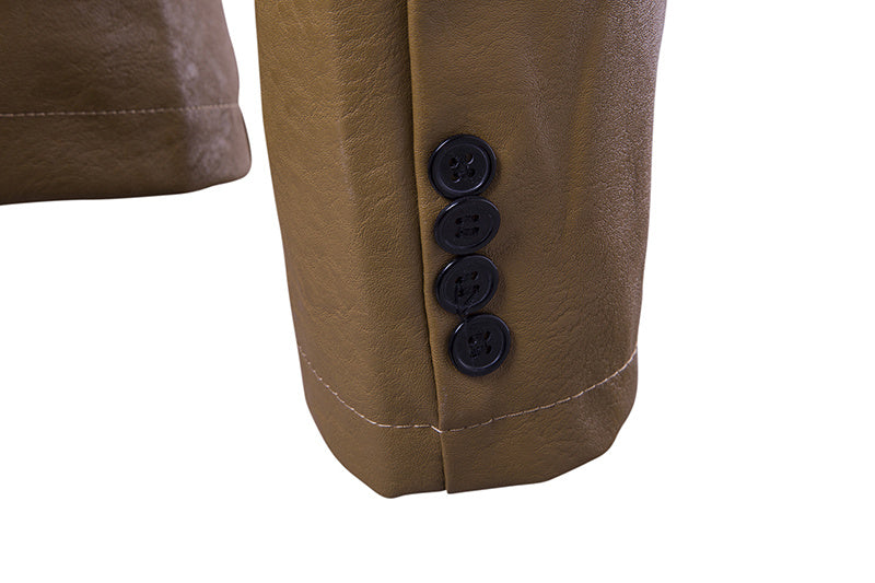 Urban Style PU Leather Single-Button Suit for Men