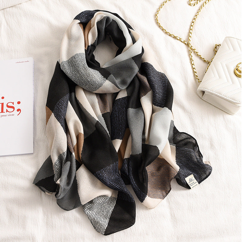 Scarf Female Autumn And Winter Travel Decoration Thin Cotton And Linen Long Shawl