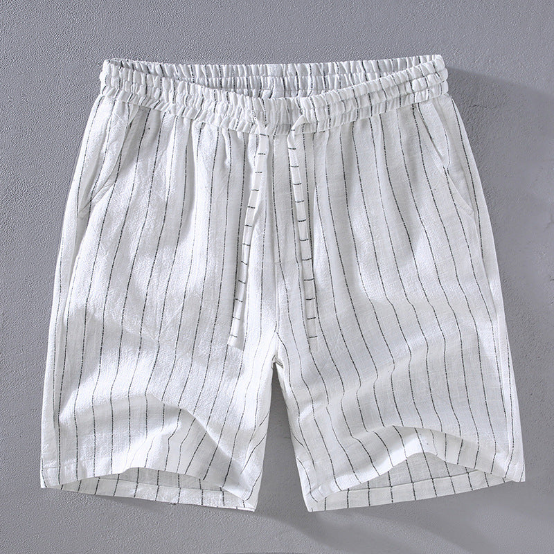 Tropical Stripe Linen Shorts