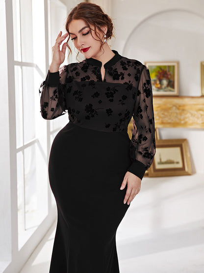 Modest Long Sleeve Maxi Dress - Large Size for Women