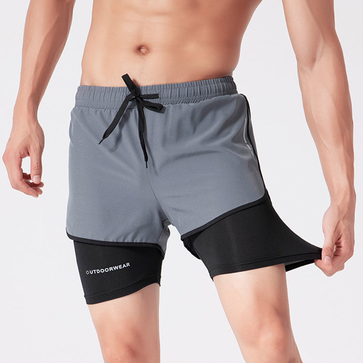 Men’s Double-Layer Training Shorts – Quick-Dry Activewear