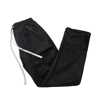 Men’s Drawstring Ankle Cargo Pants with Pockets