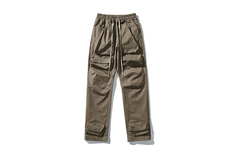 Men’s Drawstring Ankle Cargo Pants with Pockets