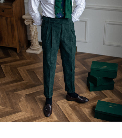 Classic Corduroy High-Waisted Straight Pants for Men