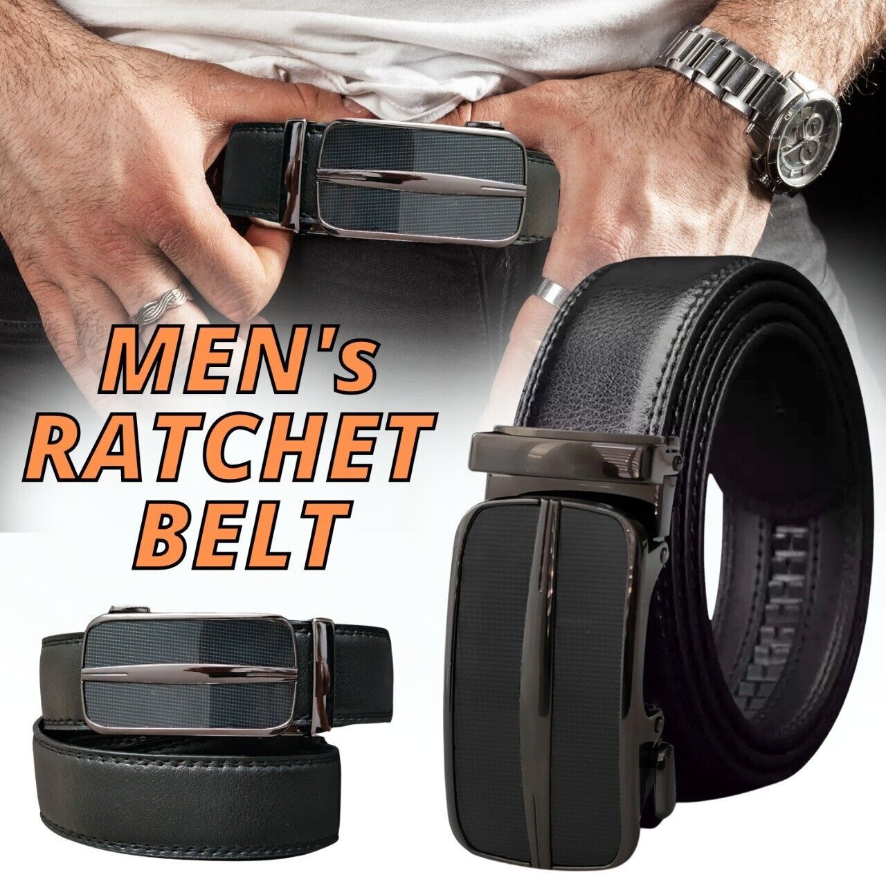 Classic Slide Buckle Ratchet Belt for Men