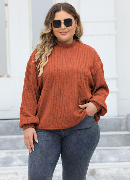 Elegant Ease Half-Turtleneck Tee – Plus Size Comfort