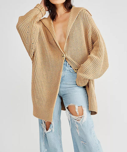 Luxe Lapel Pocket Cardigan Sweater
