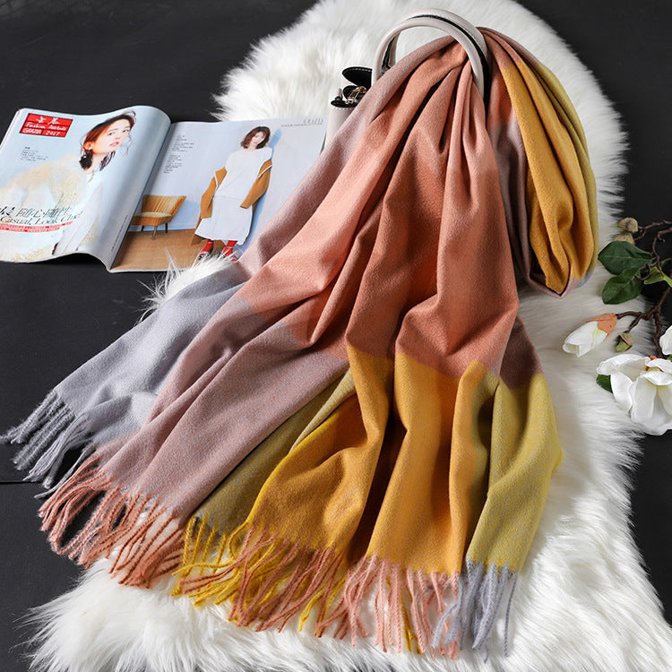 Autumn Winter New Women British Cashmere Checked Scarf Female 200x70 Double Side Warm Plaid Tassel Shawl Scarf