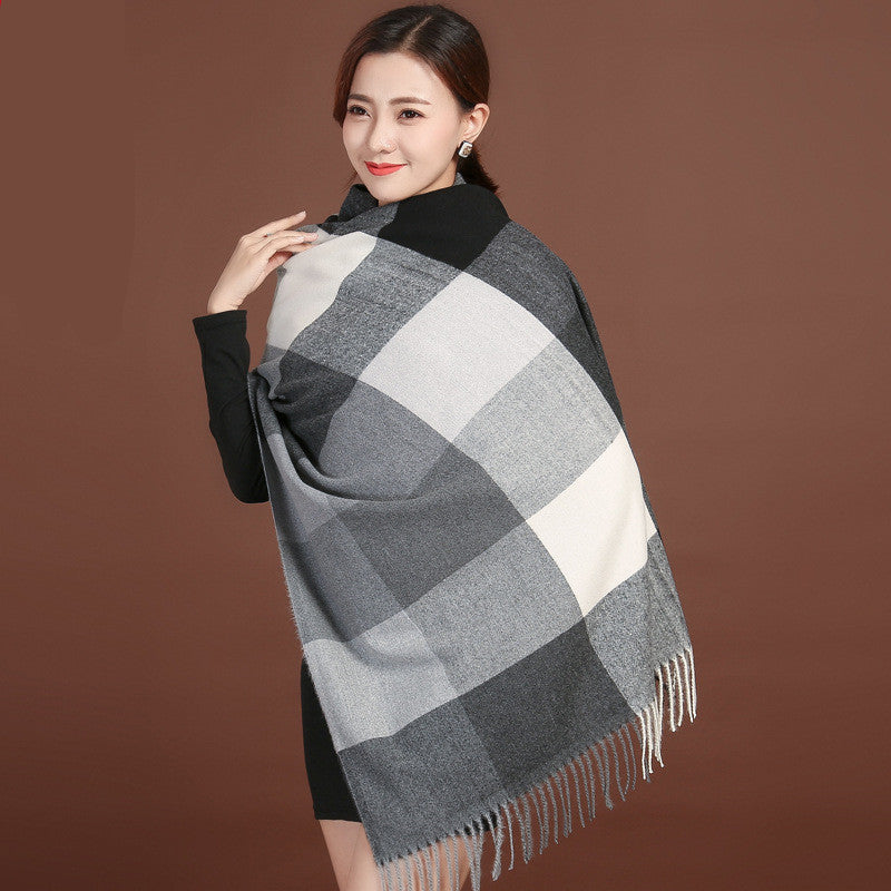 Autumn Winter New Women British Cashmere Checked Scarf Female 200x70 Double Side Warm Plaid Tassel Shawl Scarf