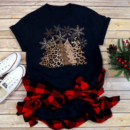 Foreign Trade Christmas Tree T-shirt Men And Women Red