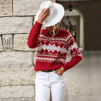Women Knitted Christmas Snowflake Jumper