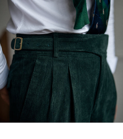 Classic Corduroy High-Waisted Straight Pants for Men