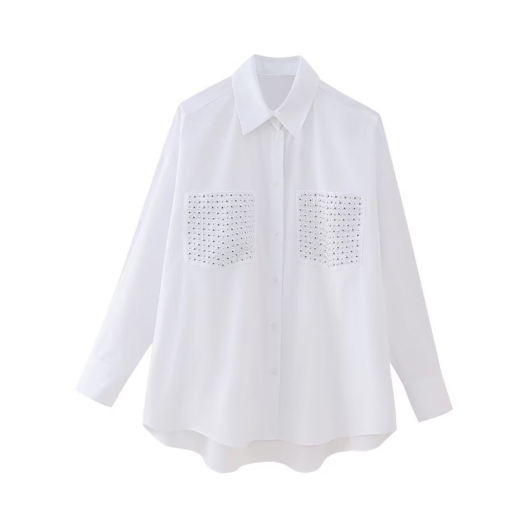 Casual Loose Long Sleeve with Rivet Detailing