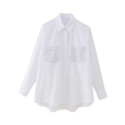 Casual Loose Long Sleeve with Rivet Detailing