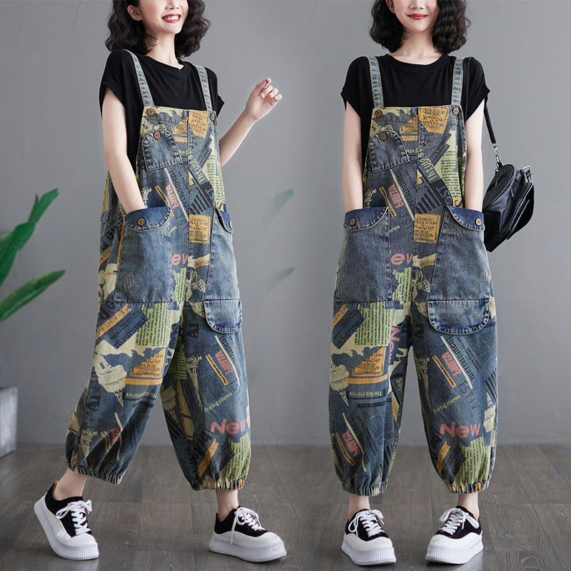 Retro Chic Oversized Denim Suspenders
