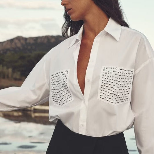 Casual Loose Long Sleeve with Rivet Detailing
