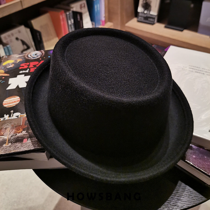 Classic Woolen Hat with Curly Brim