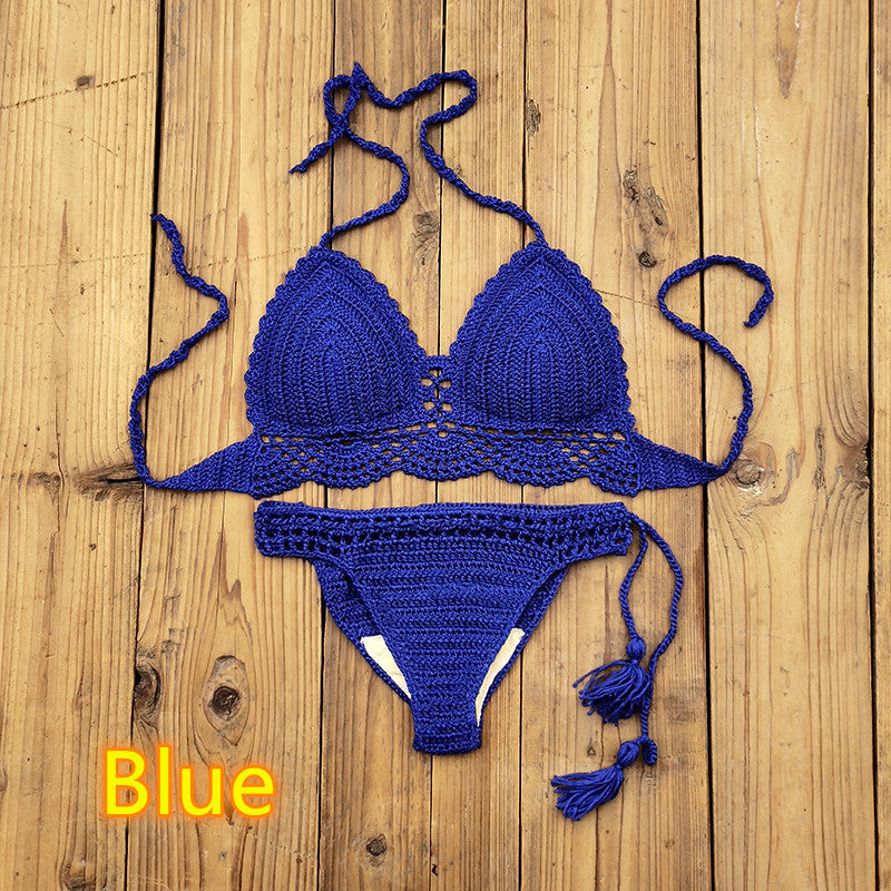 Handcrafted Elegance: Solid Color Crochet Bikini