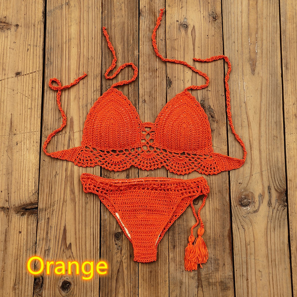 Handcrafted Elegance: Solid Color Crochet Bikini