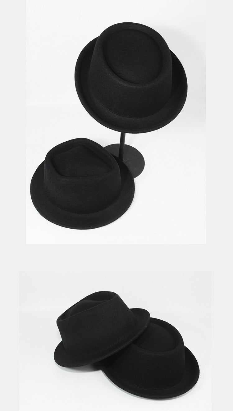 Classic Woolen Hat with Curly Brim