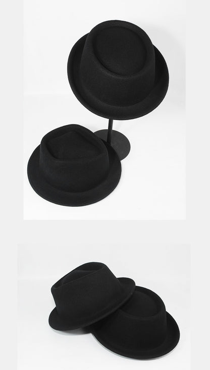 Classic Woolen Hat with Curly Brim