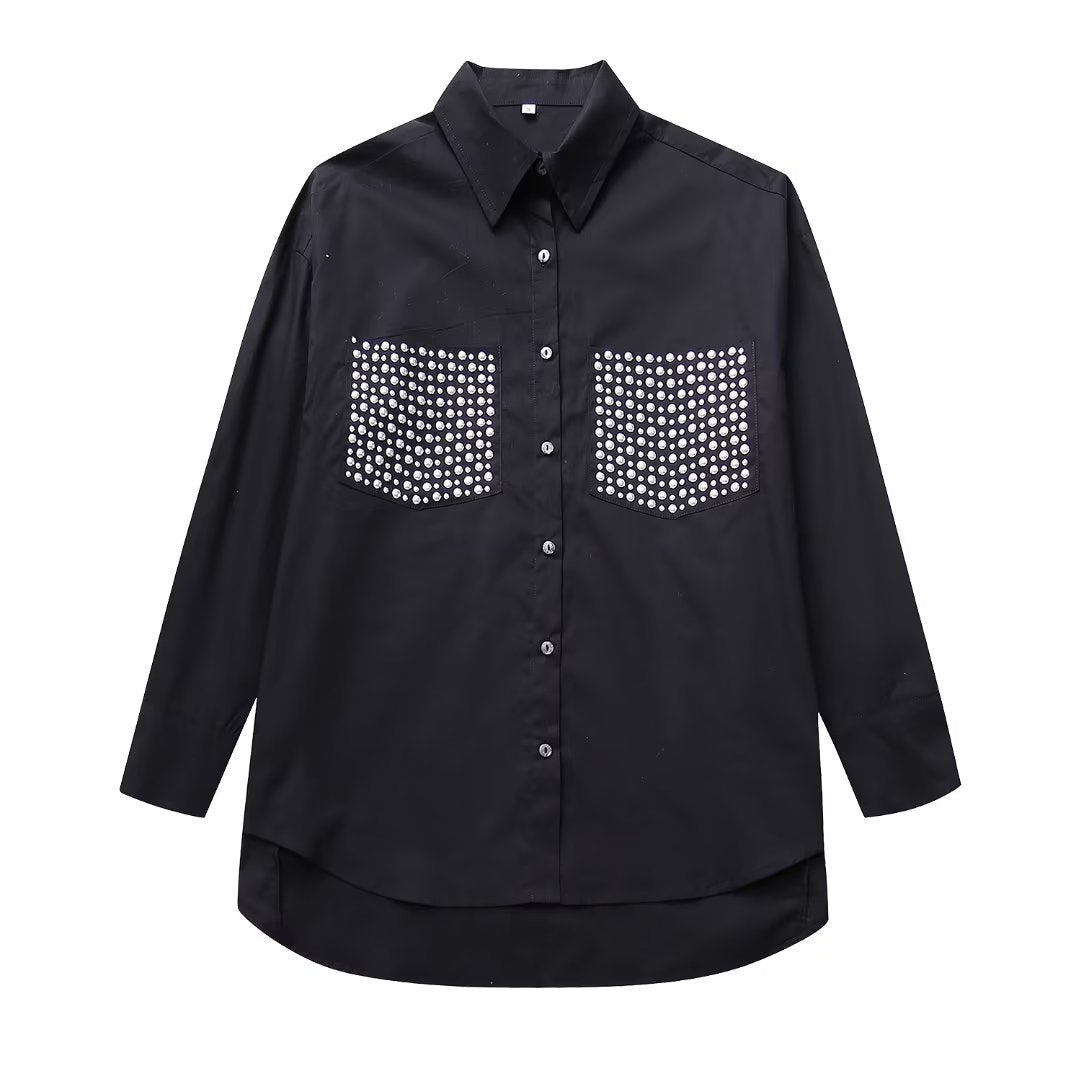 Casual Loose Long Sleeve with Rivet Detailing